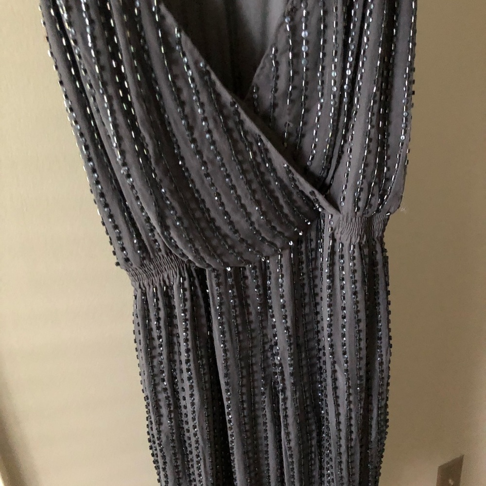 Beaded silver gray jumpsuit
